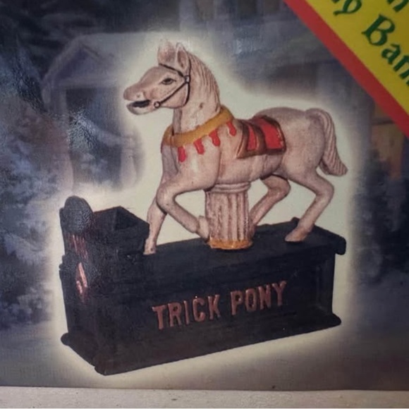 None Other - 🆕 🎄 Classic Christmas Vintage Cast Iron Trick Pony Bank. New in box. Rare.